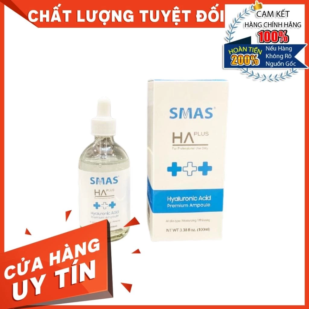 HÀNG CÔNG TY - Tinh Chất Serum SMAS HA Plus - Hyaluronic Acid Premium Ampoule Cấp Ẩm Làm Trắng Sáng Da Cấp Nước 100ml