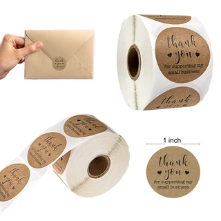 Cuộn nhãn dán cảm ơn, tem Thanh you, sticker thank you kiểu dáng vintage, giấy craft đơn giản đáng yêu