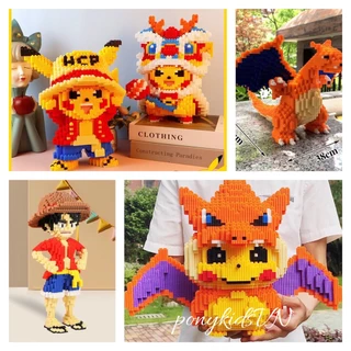 Đồ Chơi Mô hình lắp ráp pikachu, pokemon, one piece và các nhân vật hoạt hình đình đám khác( tặng búa)