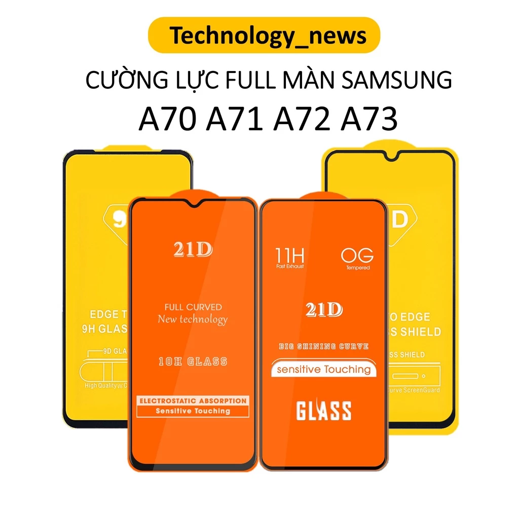 Cường lực Full màn SAMSUNG A72 4G/ A73 5G/ A71/ A70 full keo tặng kèm khăn lau màn hình