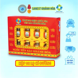 [Hộp quà tặng 8 Lọ] Nước Yến Sào Khánh Hòa Sanest Lọ 70ml có đường