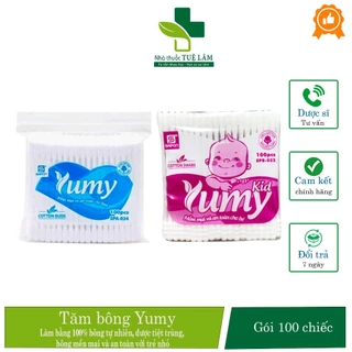 Tăm Bông Cao Cấp trẻ em và người lớn Yumy - Gói 100 cái dễ dàng vệ sinh, an toàn cho bé