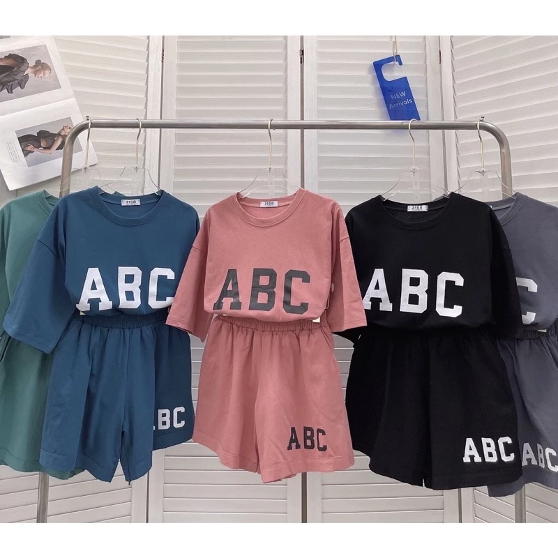 [ Rẻ vô địch ] Set bộ đùi chất cotton form rộng tay lỡ - abc