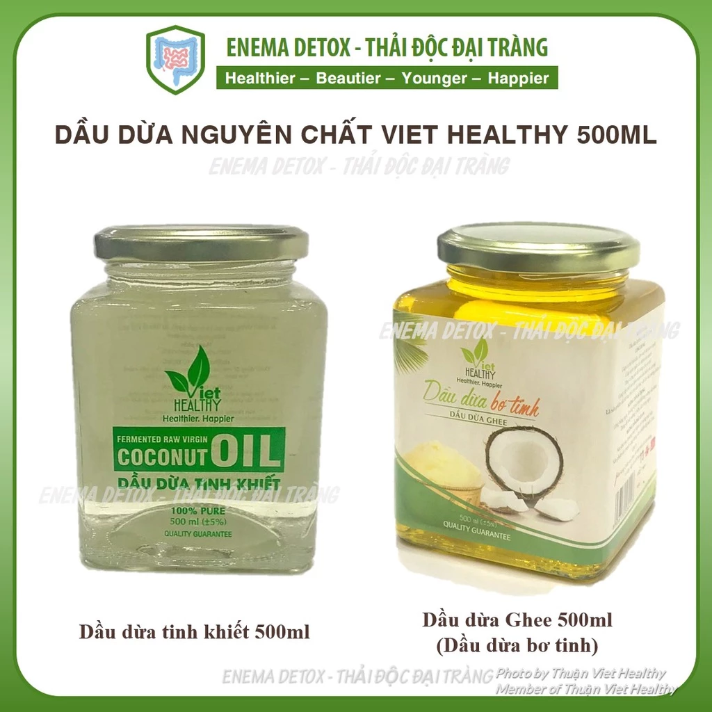 Dầu dừa nguyên chất viet healthy 500ml dầu dừa tinh khiết viethealthy dâu dừa bơ tinh ghee việt healthy raw coconut oil