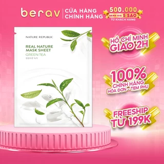 Mặt Nạ Giấy Trà Xanh Nature Republic Cấp Ẩm, Ngừa Mụn, Săn Chắc Da Real Nature Mask Sheet 23ml