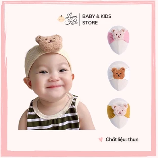 Turban, băng đô thun bản to đính gấu xù cho bé, bé trai, bé gái - BD01 - LunaKids [Ảnh thật]