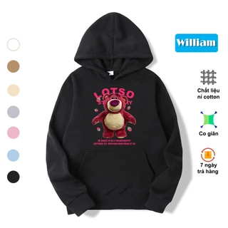 Áo hoodie nam nữ nỉ in hình Gấu Dâu dễ thương  William - DS250 chất nỉ dày dặn, nón 2 lớp, hợp làm áo cặp