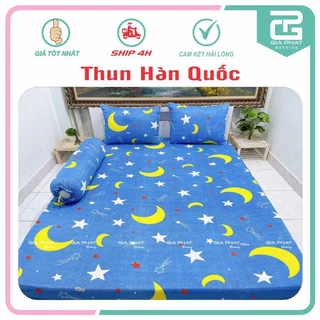 Bộ Ga Giường Thun Lạnh Hàn Quốc 4 Món ( 1 ga bọc + 2 vỏ gối nằm + 1 vỏ gối ôm )