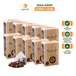 COMBO 10 HỘP - Trà gạo lứt Quê Việt - Hộp 600g 20 túi lọc