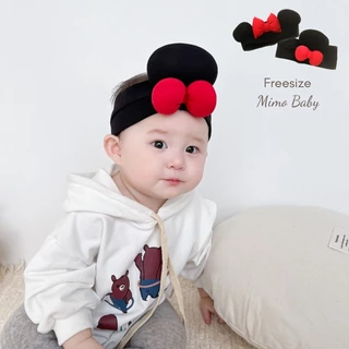 Băng đô che thóp cotton đính nơ đỏ phồng đáng yêu cho bé BD74 Mimo Baby