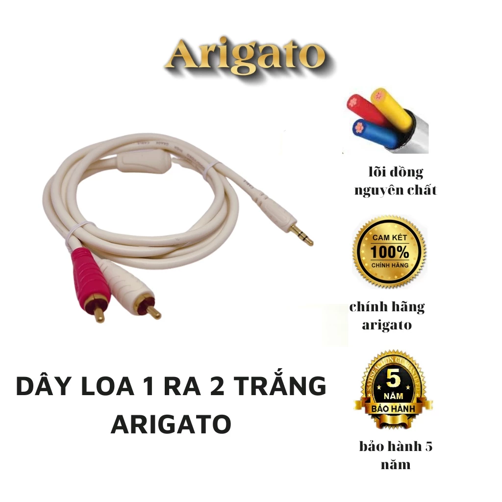 Dây loa 1 ra 2 arigato av Audio - Dây Kết Nối Âm Thanh Loa, Amply, Tivi, Dây AV Ra 3.5, Dây 2 Đầu AV(xanh hoặc trắng)