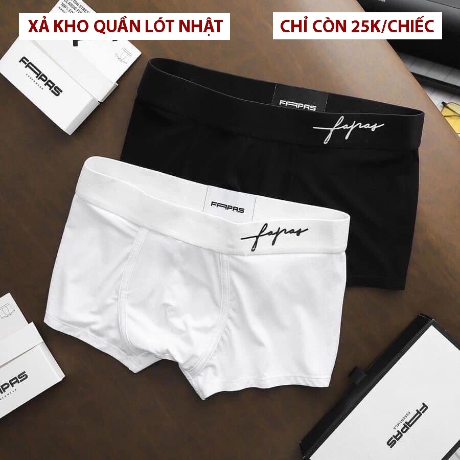 Quần xì nam dạng đùi boxer siêu thấm hút mồ hôi thoải mái khi vận động FAPAS màu trắng, xanh đen, đen,ghi
