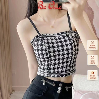 Áo Bra Dạ 2 Dây Nữ Dáng Croptop Chun Lưng Kèm Đệm Mút Siêu Xinh, áo lót nữ B 2252 BC_CHIC LINGERIE