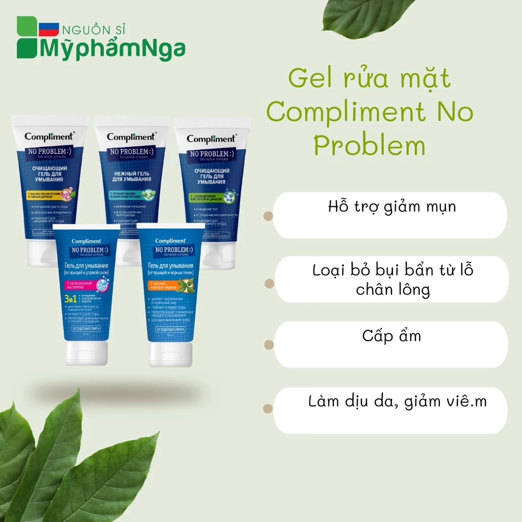 Gel sữa rửa mặt Compliment No Problem giảm mụn