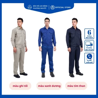 Quần áo bảo hộ lao động vải kaki 2/1, quần áo công nhân xanh dương hút ẩm tốt, thoáng mát, dễ chịu - bền màu