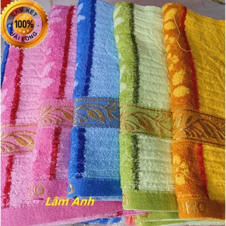 Khăn Tắm, Khăn Mặt Vải Cotton Thêu Line Chữ Vàng