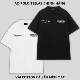 Áo Polo Unisex Teelab Essential fom rộng Phong cách Hàn Quốc Nam Nữ mắc cực chất