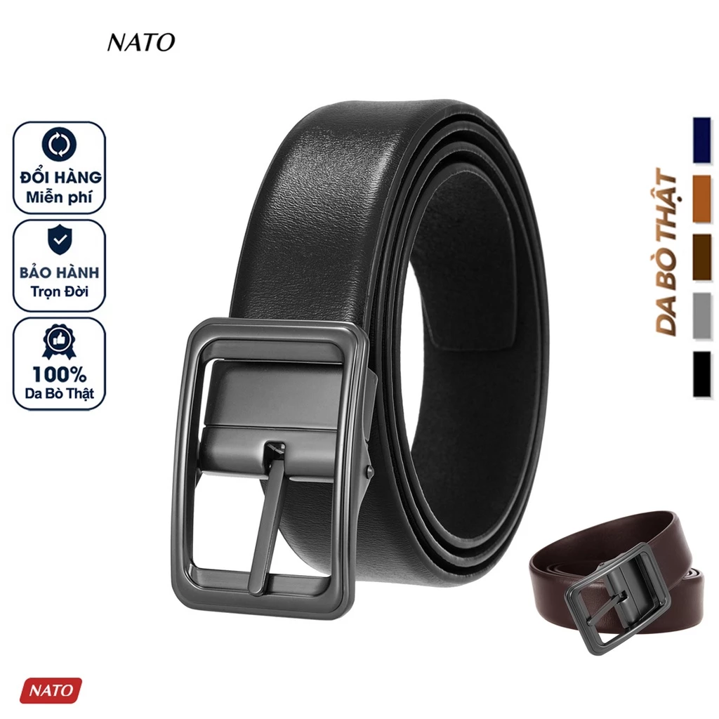 Thắt Lưng Nam Nato Taiga Khóa Lỗ Kim Da Bò Cao Cấp Màu Đen Nâu Đẹp Sang Trọng Đi Làm Bản Nhỏ