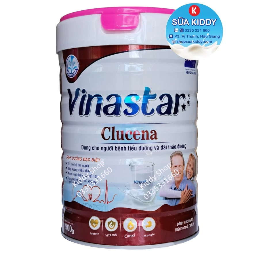 Sữa tiểu đường Vinastar Clucerna dành cho người bệnh tiểu đường và tiền tiểu đường hộp 900g
