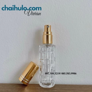 15ML- Chai Chiết Nước Hoa, Chai Xịt Phun Sương, Trụ Vuông, Hình Lục Giác Có Vân Nổi Cao Cấp.