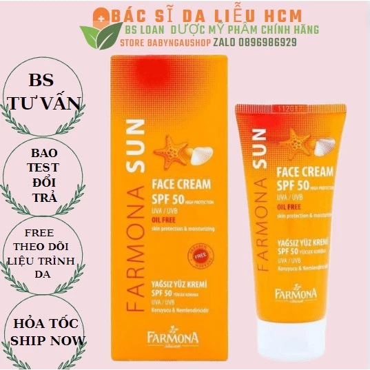 CHÍNH HÃNG Kem Chống Nắng Farmona Sun SPF 50 OIL FREE 50ml cho da dầu mụn hỗn hợp baby ngầu