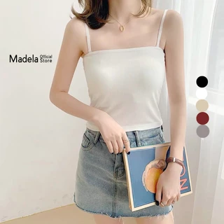 Áo Thun Croptop 2 Dây Quây Ngực Nữ Madela Vải Thun Co Giãn Dây Tăng Giảm, Áo Croptop Quây Ngực Hai Dây