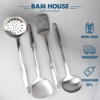 Vá sạn inox Bam House cán dài vuông nhám cao cấp SVN04