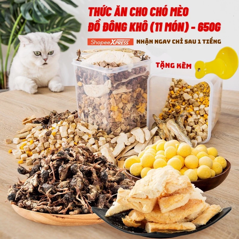 [ THỨC ĂN ĐÔNG KHÔ ] Thịt sấy khô/ Thức ăn sấy khô cho Chó Mèo hộp 650gr