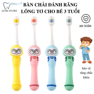 Bàn chải đánh răng cho bé lông tơ mềm mại cho bé từ 3 tuổi có bàn chải lưỡi êm nướu tay cầm học sinh siêu đáng yêu