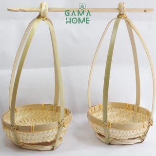 Quang gánh tre trang trí đường kính thúng 15cm đòn gánh decor GAMA HOME.