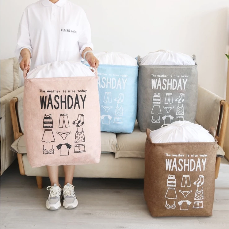 Giỏ đựng quần áo bằng vải không dệt cỡ lớn, túi cất chăn mền màn đồ dùng gia đình đa năng gấp gọn fashion86_store