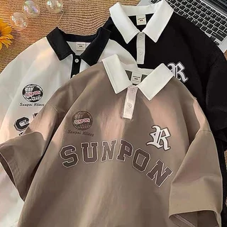 Áo Polo unisex nam nữ Form rộng tay lỡ chất Cotton Su