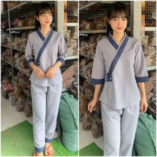 CÓ BIGSIZE 3XL Đồ lam đi chùa set bộ nữ katê 3 NÚT nhiều màu