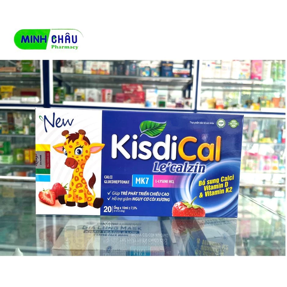 ✅ (Chính hãng) KISDICAL lecazin bổ sung Calci k2 giúp bé ăn ngon, tăng chiều cao Kozo (Hộp 20 ống)