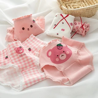 ( COMBO 5 QUẦN) Quẩn lót cotton co dãn 4 chiều in hình gấu dâu lotso siêu hót