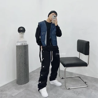 Quần Buttons Pant Đen nhiều nút Unisex (video)