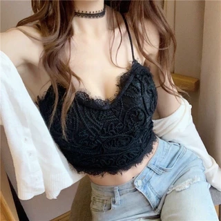 Áo Bra Ren có mút ngực co giãn, Áo 2 dây nữ croptop N22