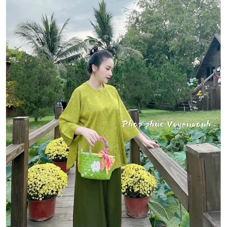Set Áo Bà Ba Nữ Xanh Non + Quần Ống Rộng – Đồ Đi Chùa, Chụp Ảnh Vintage, Phong Cách Nhẹ Nhàng