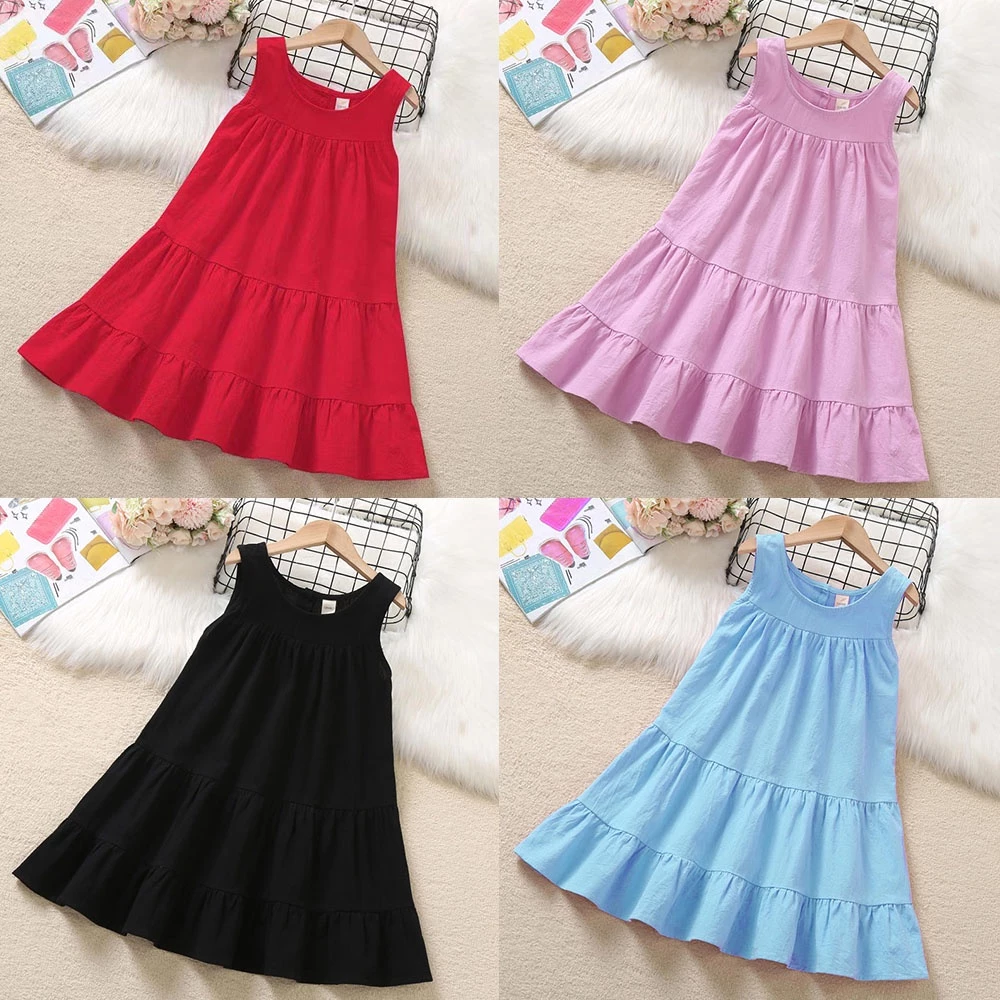 Váy bé gái , đầm bé gái mùa hè chất cotton size lớn đến 55kg - Váy xoè ba tầng
