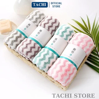 Khăn mặt lông cừu vân kẻ mềm mại thấm hút nước tốt kích thước 30x50cm