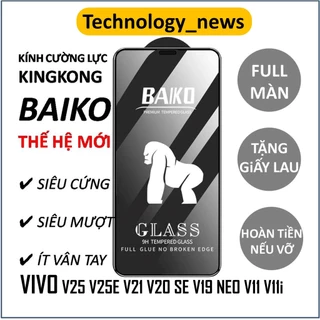 Cường lực Kingkong Baiko Vivo V29e V27e V25 V25E V23E V21 5G V20 SE V19 NEO V11 V11i V9 V23 5G siêu mượt hạn chế vân tay