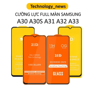 Cường lực Full màn SAMSUNG A34 A33 5G/ A32 4G/ 31/ A30S/ A30 full keo tặng kèm khăn lau màn hình