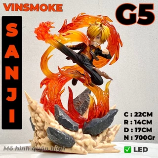 (Có sẵn) Mô hình Sanji style G5 studioo - Chân đen Sanji cao 22CM - Mô hình Sanji đá chân lửa có LED - Luffy team