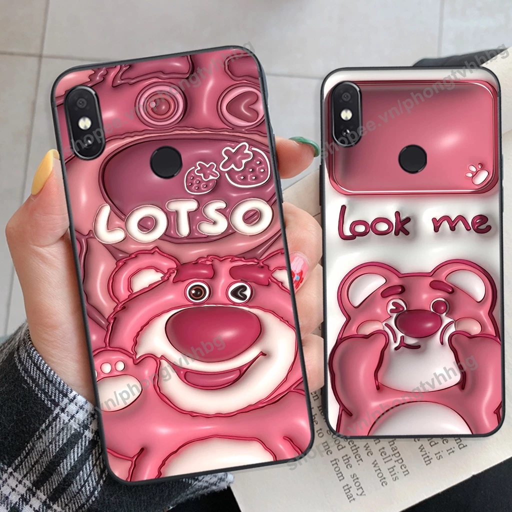 Ốp lưng Xiaomi Redmi Note 5 / Note 6 / Redmi 6 Pro / Mi A2 Lite GẤU DÂU LOTSO cực hot hit, mẫu hot cute rẻ cực đẹp