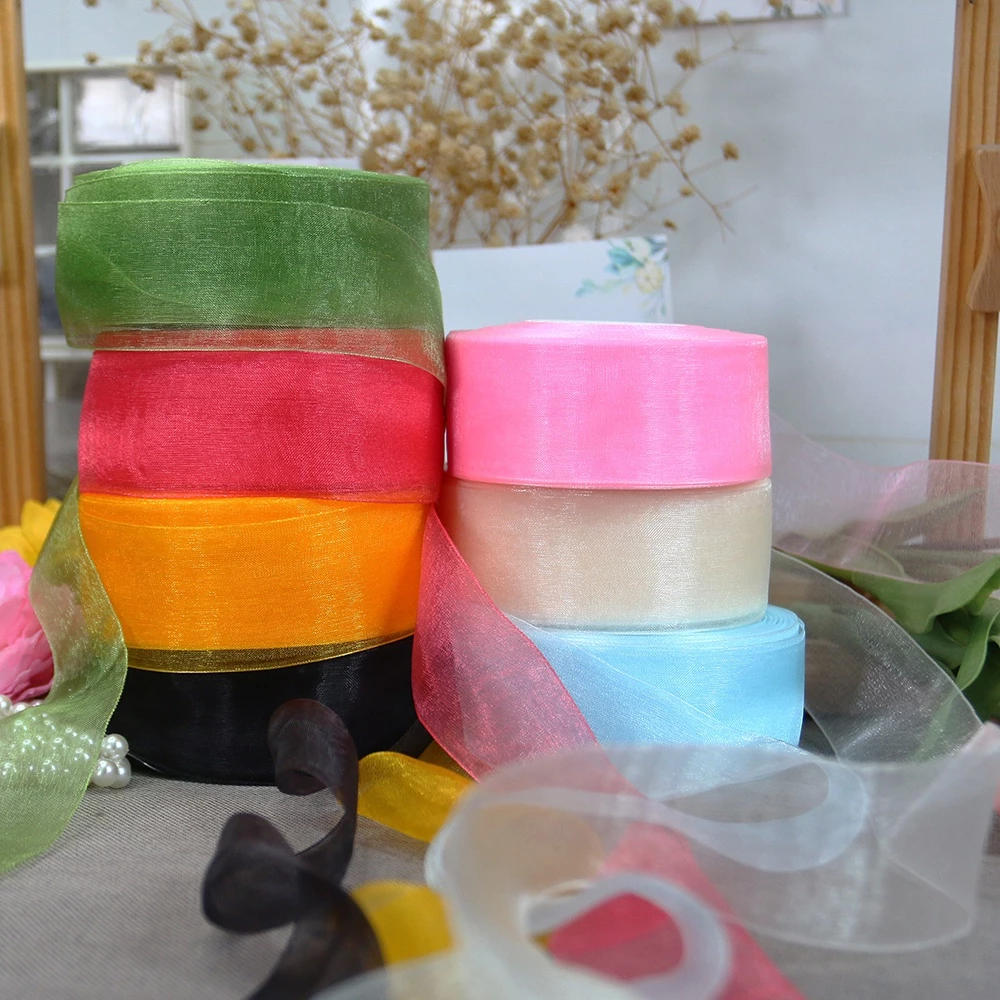 Ruy Băng Voan ORGANZA kích thước 25mm 38mm 1 cuộn 45m