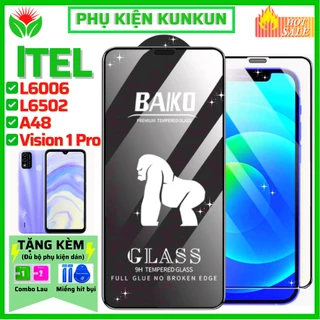 Kính cường lực Itel L6006 L6502 A48 Vision 1 Pro - Hiệu BaiKo Chính Hãng, Full màn hình, độ trong suốt cao