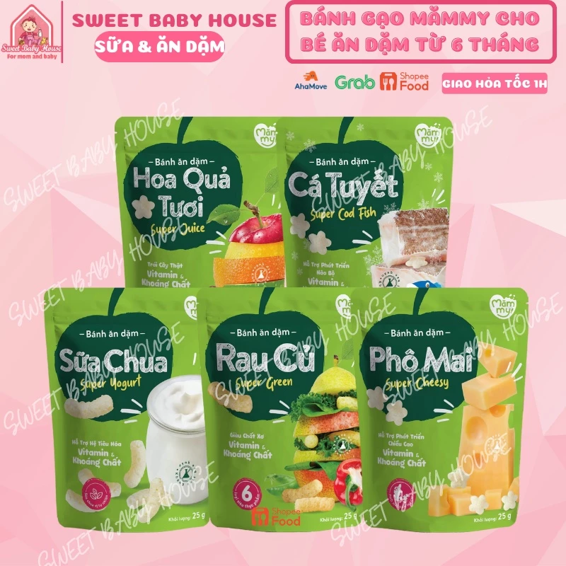 Bánh gạo ăn dặm Mămmy cho bé ăn dặm từ 6 tháng. Date 1/2025 - Sweet Baby House