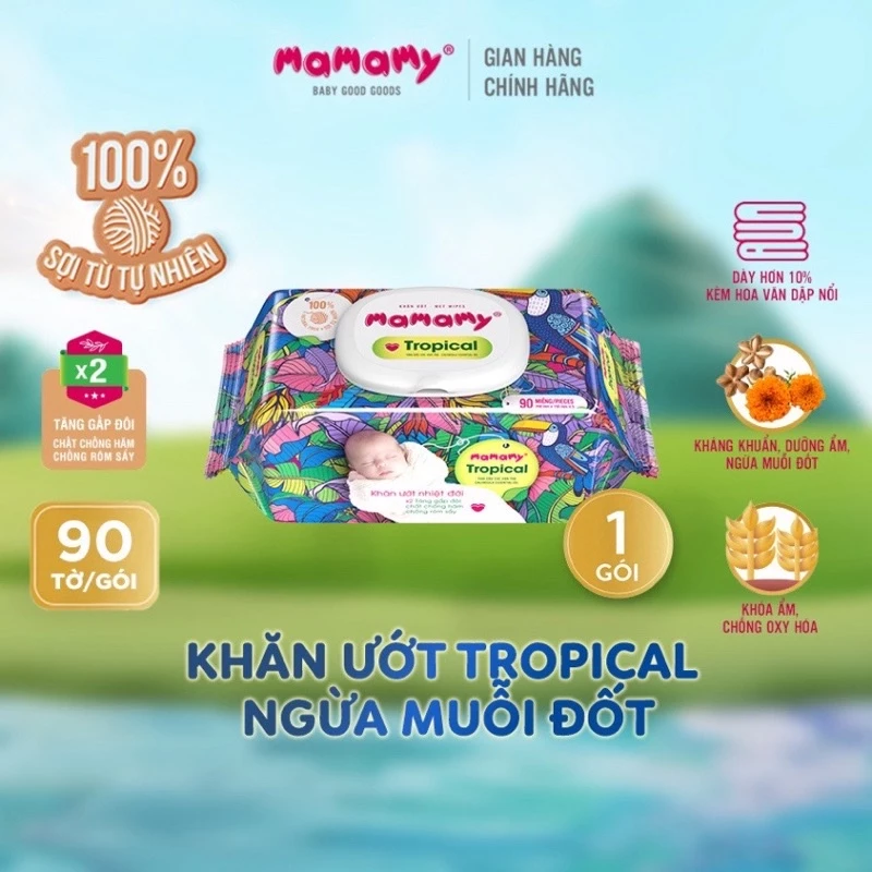 Khăn giấy ướt cho bé MAMAMY TROPICAL 90 tờ