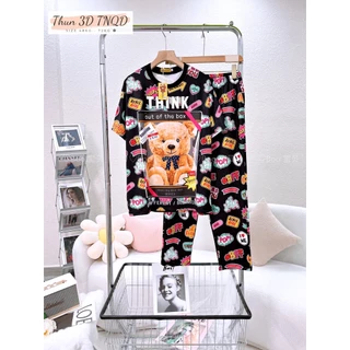 Set trang phục pijama đồ bộ đồ ngủ quần dài 3D thun lạnh thái freesize 45 - 64kg