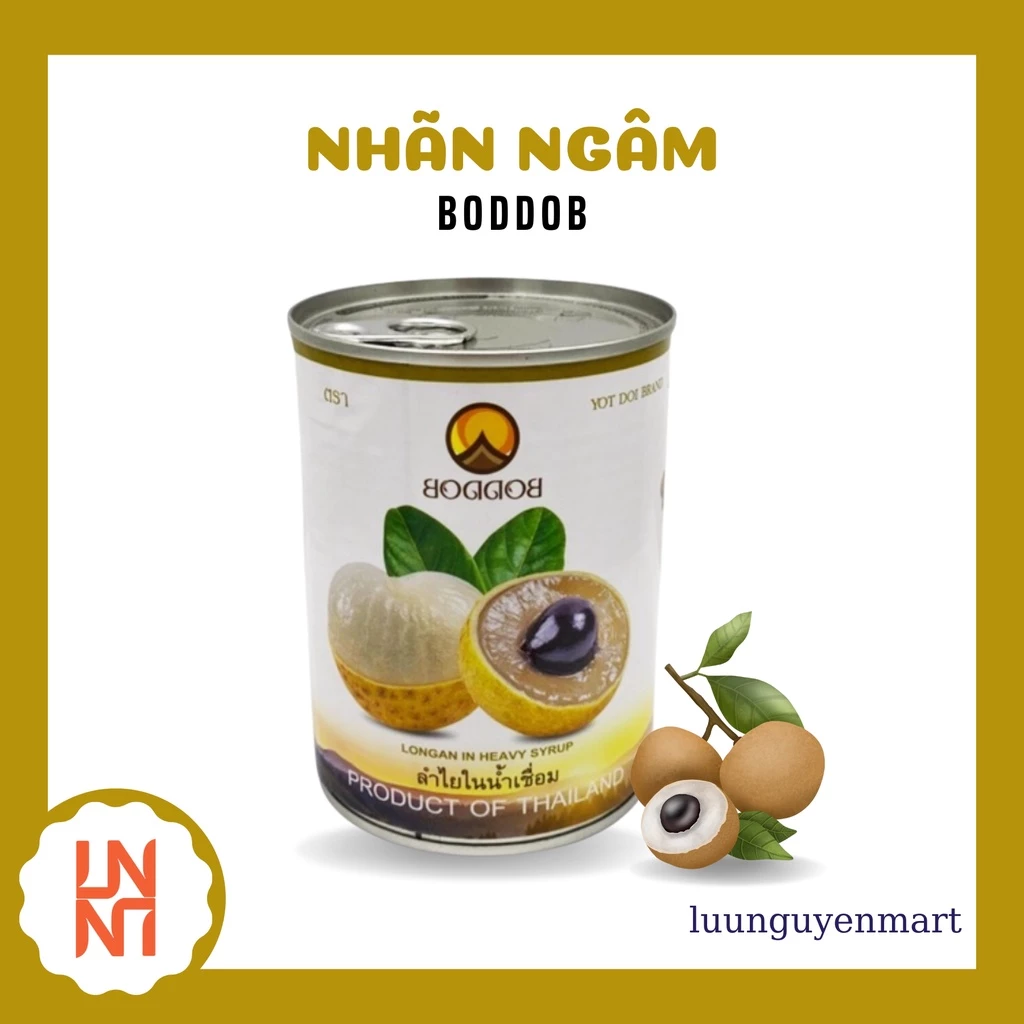 Nhãn Ngâm Đóng Lon Boddob Thái Lan - Lon 800g